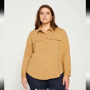 Universal Standard Ava Jersey Cotton Button Down
